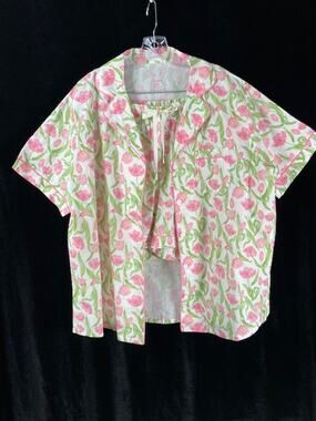 Lubot Tulip Garden women's button down top & shorts pajamas.